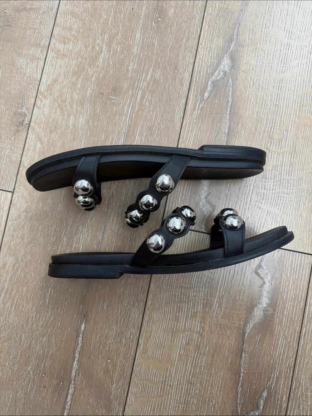 Abound Black Slide Sandals with Silver Dome Studs